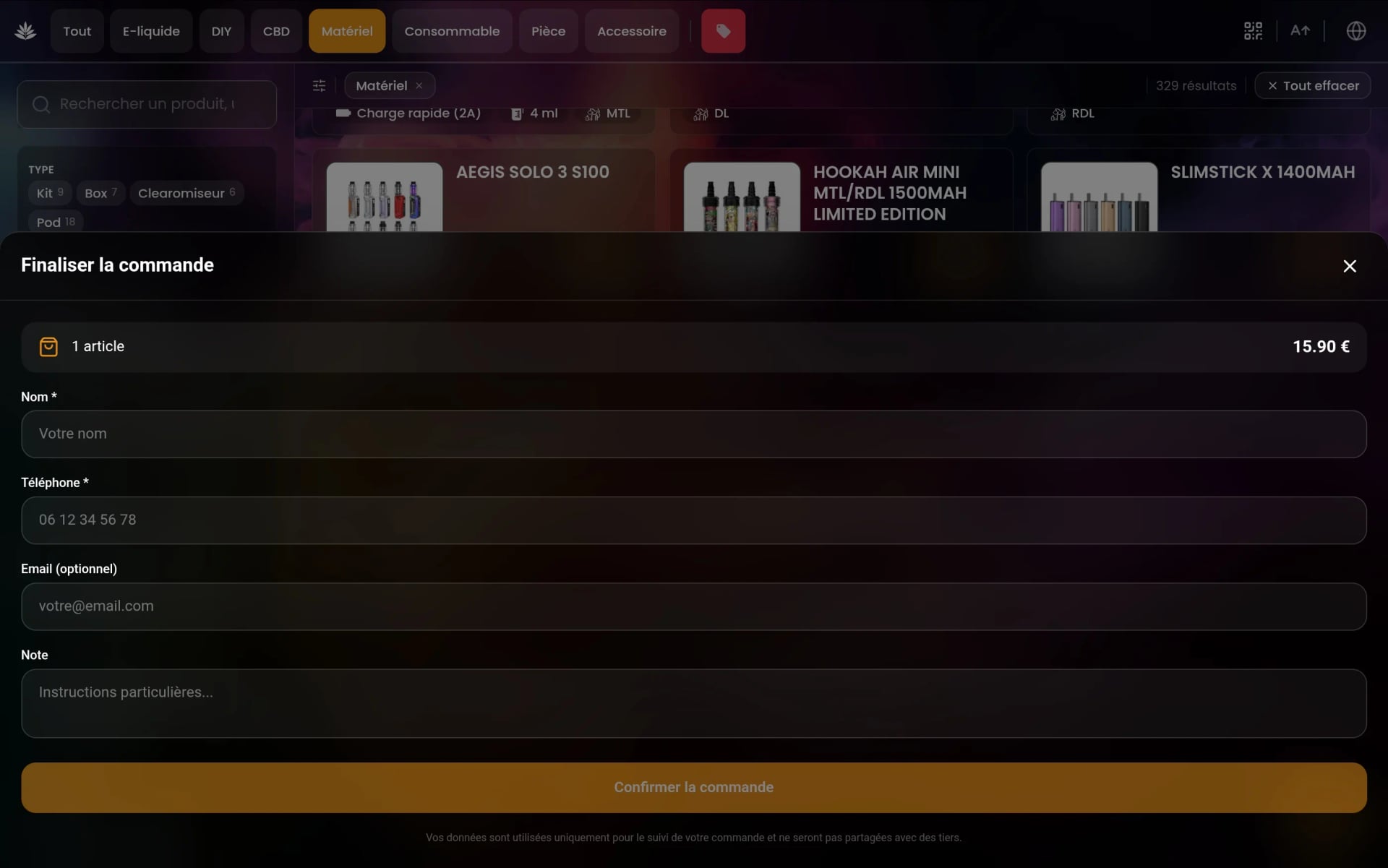 Click & Collect Sylvinio — Vue 3